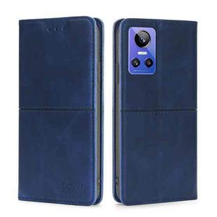For OPPO Realme GT Neo3 Cow Texture Magnetic Horizontal Flip Leather Phone Case(Blue)