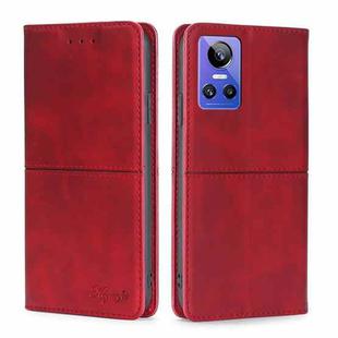 For OPPO Realme GT Neo3 Cow Texture Magnetic Horizontal Flip Leather Phone Case(Red)