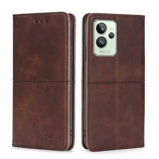 For OPPO Realme GT2 Pro Cow Texture Magnetic Horizontal Flip Leather Phone Case(Dark Brown)