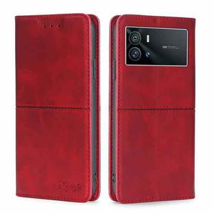 For vivo iQOO 9 5G Cow Texture Magnetic Horizontal Flip Leather Phone Case(Red)