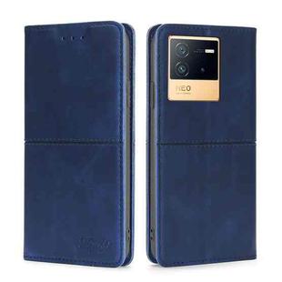 For vivo iQOO Neo6 5G Cow Texture Magnetic Horizontal Flip Leather Phone Case(Blue)