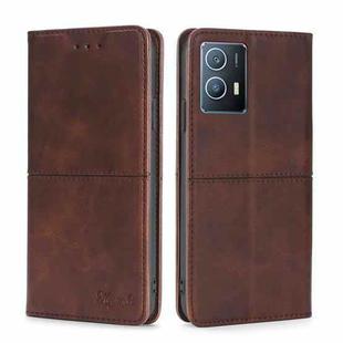 For vivo iQOO U5 5G Cow Texture Magnetic Horizontal Flip Leather Phone Case(Dark Brown)