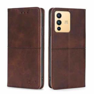 For vivo S12 5G/V23 Cow Texture Magnetic Horizontal Flip Leather Phone Case(Dark Brown)