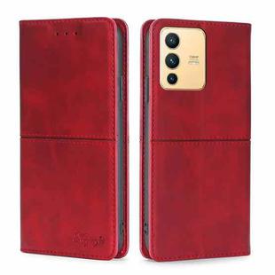 For vivo S12 5G/V23 Cow Texture Magnetic Horizontal Flip Leather Phone Case(Red)