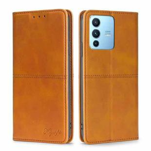For vivo S12 Pro 5G/V23 Pro Cow Texture Magnetic Horizontal Flip Leather Phone Case(Light Brown)