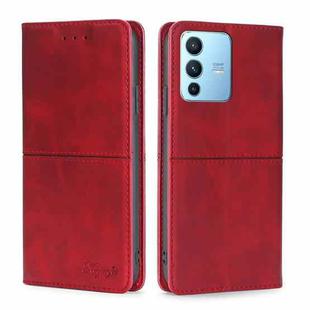For vivo S12 Pro 5G/V23 Pro Cow Texture Magnetic Horizontal Flip Leather Phone Case(Red)