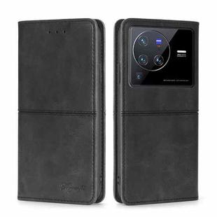 For vivo X80 Pro Cow Texture Magnetic Horizontal Flip Leather Phone Case(Black)