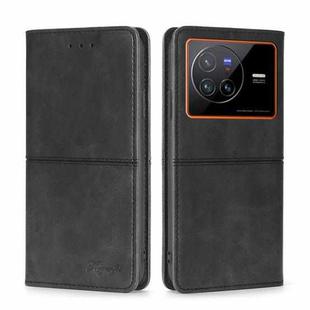 For vivo X80 Cow Texture Magnetic Horizontal Flip Leather Phone Case(Black)