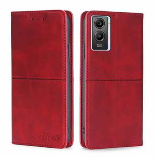 For vivo Y55S 5G Cow Texture Magnetic Horizontal Flip Leather Phone Case(Red)
