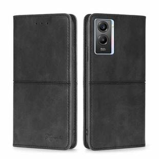 For vivo Y55S 5G Cow Texture Magnetic Horizontal Flip Leather Phone Case(Black)