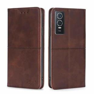 For vivo Y76S/Y74S Cow Texture Magnetic Horizontal Flip Leather Phone Case(Dark Brown)