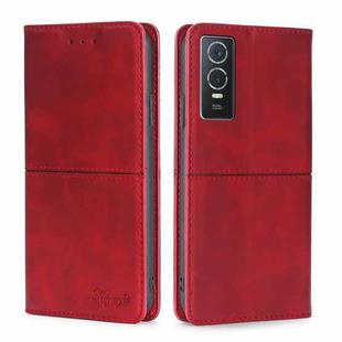 For vivo Y76S/Y74S Cow Texture Magnetic Horizontal Flip Leather Phone Case(Red)