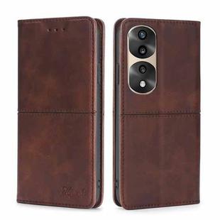 For Honor 70 Pro/70 Pro+ Cow Texture Magnetic Horizontal Flip Leather Phone Case(Dark Brown)