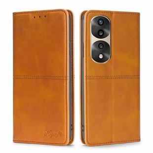 For Honor 70 Pro/70 Pro+ Cow Texture Magnetic Horizontal Flip Leather Phone Case(Light Brown)