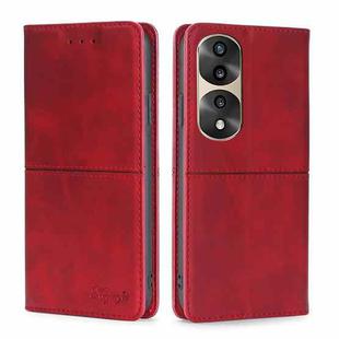 For Honor 70 Pro/70 Pro+ Cow Texture Magnetic Horizontal Flip Leather Phone Case(Red)