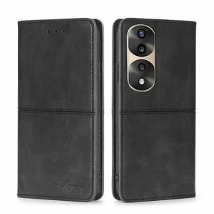 For Honor 70 Pro/70 Pro+ Cow Texture Magnetic Horizontal Flip Leather Phone Case(Black)