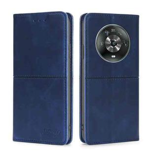 For Honor Magic4 Cow Texture Magnetic Horizontal Flip Leather Phone Case(Blue)