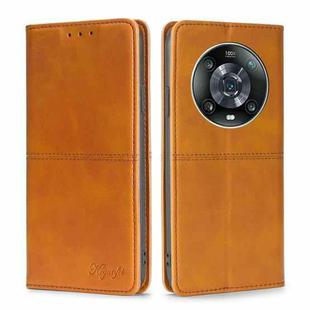 For Honor Magic4 Pro Cow Texture Magnetic Horizontal Flip Leather Phone Case(Light Brown)