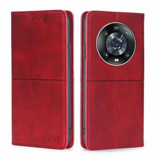 For Honor Magic4 Pro Cow Texture Magnetic Horizontal Flip Leather Phone Case(Red)