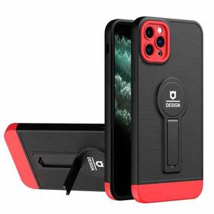 For iPhone 11 Pro Small Tail Holder TPU+PC Phone Case (Black+Red)