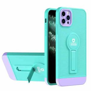 For iPhone 11 Pro Small Tail Holder TPU+PC Phone Case (Light Green+Purple)