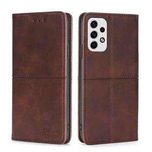 For Samsung Galaxy A23 5G Cow Texture Magnetic Horizontal Flip Leather Phone Case(Dark Brown)