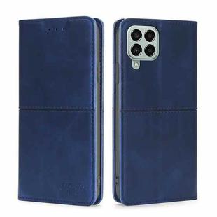 For Samsung Galaxy M33 5G Cow Texture Magnetic Horizontal Flip Leather Phone Case(Blue)
