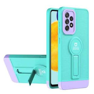 For Samsung Galaxy A23 4G Small Tail Holder TPU+PC Phone Case(Light Green+Purple)