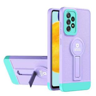 For Samsung Galaxy A73 5G Small Tail Holder TPU+PC Phone Case(Purple+Light Green)