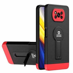 For Xiaomi Poco X3 / X3 Pro Small Tail Holder TPU+PC Phone Case(Black+Red)