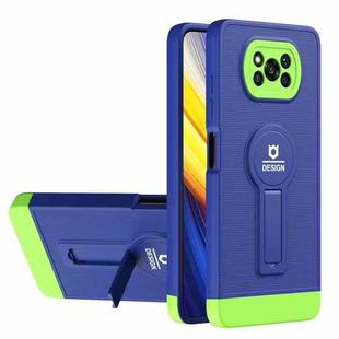 For Xiaomi Poco X3 / X3 Pro Small Tail Holder TPU+PC Phone Case(Blue+Green)