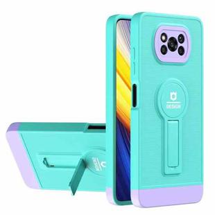 For Xiaomi Poco X3 / X3 Pro Small Tail Holder TPU+PC Phone Case(Light Green+Purple)