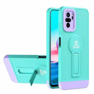 For Xiaomi Redmi Note 10 4G / Note 10S Small Tail Holder TPU+PC Phone Case(Light Green+Purple)