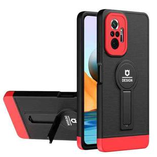 For Xiaomi Redmi Note 10 Pro 4G Small Tail Holder TPU+PC Phone Case(Black+Red)