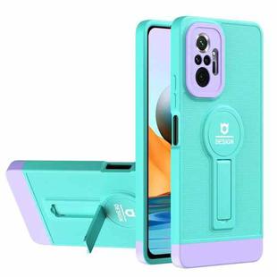 For Xiaomi Redmi Note 10 Pro 4G Small Tail Holder TPU+PC Phone Case(Light Green+Purple)