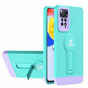 For Xiaomi Redmi Note 11 4G 2022 / Note 11S Small Tail Holder TPU+PC Phone Case(Light Green+Purple)