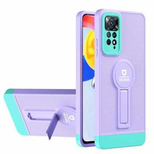 For Xiaomi Redmi Note 11 4G 2022 / Note 11S Small Tail Holder TPU+PC Phone Case(Purple+Light Green)