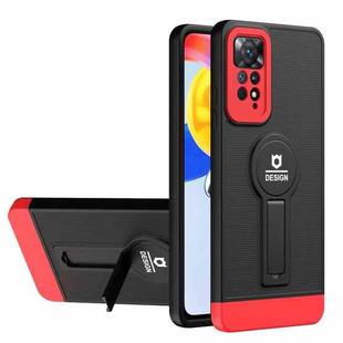 For Xiaomi Redmi Note 11 Pro 2022 4G / 5G Small Tail Holder TPU+PC Phone Case(Black+Red)