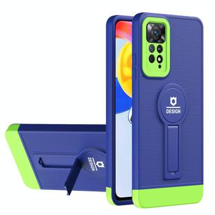 For Xiaomi Redmi Note 11 Pro 2022 4G / 5G Small Tail Holder TPU+PC Phone Case(Blue+Green)