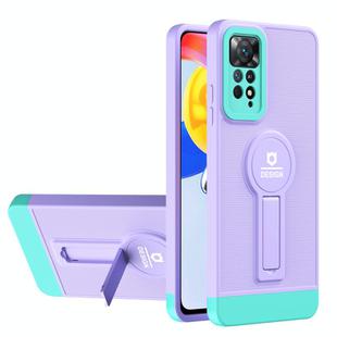 For Xiaomi Redmi Note 11 Pro 2022 4G / 5G Small Tail Holder TPU+PC Phone Case(Purple+Light Green)