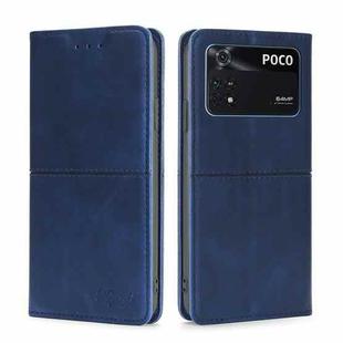 For Xiaomi Poco M4 Pro Cow Texture Magnetic Horizontal Flip Leather Phone Case(Blue)