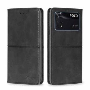 For Xiaomi Poco M4 Pro Cow Texture Magnetic Horizontal Flip Leather Phone Case(Black)