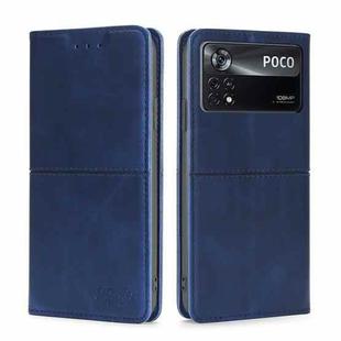 For Xiaomi Poco X4 Pro 5G Cow Texture Magnetic Horizontal Flip Leather Phone Case(Blue)