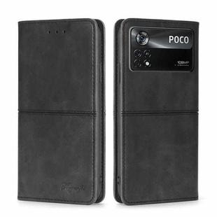 For Xiaomi Poco X4 Pro 5G Cow Texture Magnetic Horizontal Flip Leather Phone Case(Black)