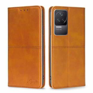 For Xiaomi Redmi K50/K50 Pro Cow Texture Magnetic Horizontal Flip Leather Phone Case(Light Brown)