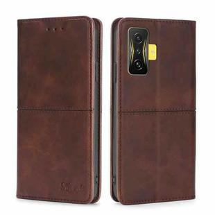 For Xiaomi Redmi K50 Gaming/Poco F4 GT Cow Texture Magnetic Horizontal Flip Leather Phone Case(Dark Brown)