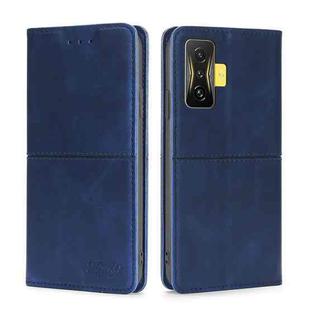 For Xiaomi Redmi K50 Gaming/Poco F4 GT Cow Texture Magnetic Horizontal Flip Leather Phone Case(Blue)