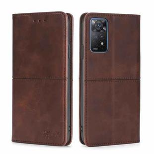 For Xiaomi Redmi Note 11 Pro 4G/Redmi Note11 Pro 5G Global Cow Texture Magnetic Horizontal Flip Leather Phone Case(Dark Brown)