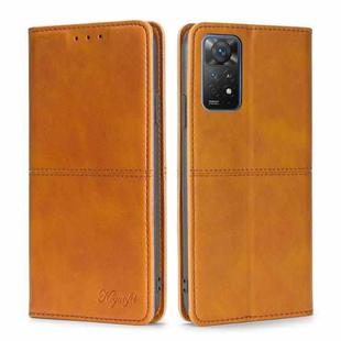 For Xiaomi Redmi Note 11 Pro 4G/Redmi Note11 Pro 5G Global Cow Texture Magnetic Horizontal Flip Leather Phone Case(Light Brown)