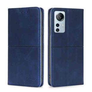 For Xiaomi 12 Lite Cow Texture Magnetic Horizontal Flip Leather Phone Case(Blue)